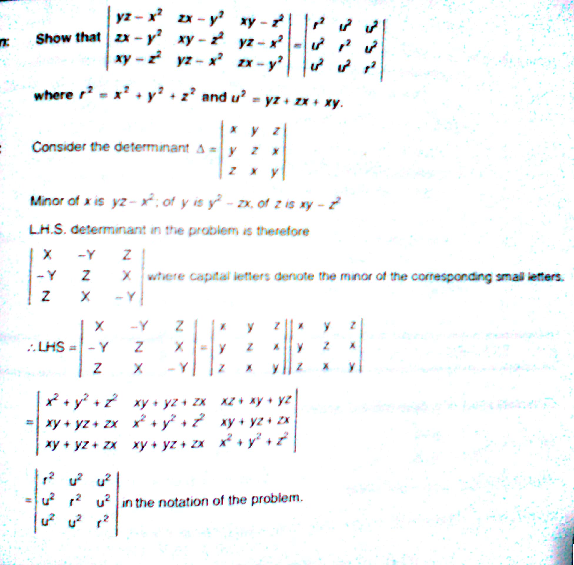 Question image for Its a problem from determinant maths 12th. In the